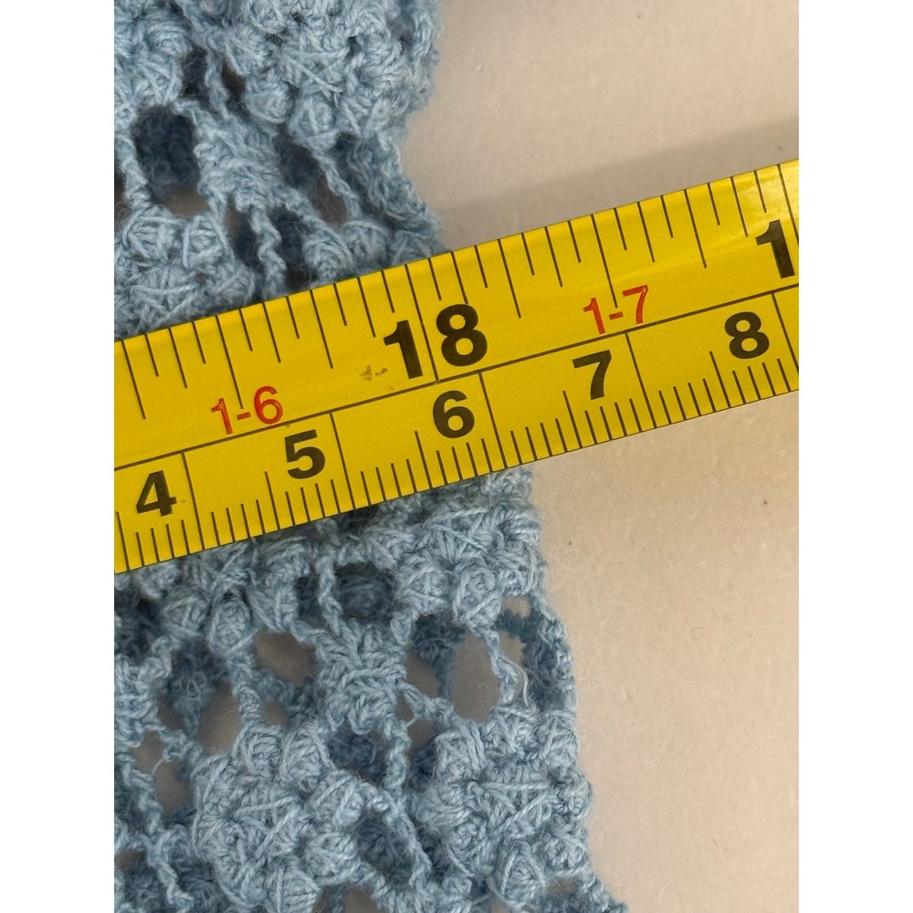 Rabbit Rabbit Rabbit Designs Blue Crochet Cotton Cardigan Sweater Sz M - Picture 6 of 9
